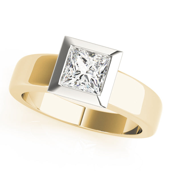 Modern Princess Cut Lab-Grown Diamond D-VVS Solitaire Bezel Set Engagement Ring