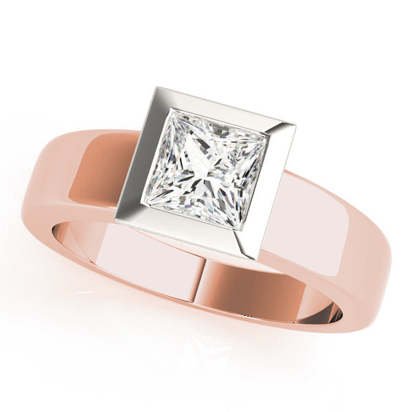 Modern Princess Cut Lab-Grown Diamond D-VVS Solitaire Bezel Set Engagement Ring