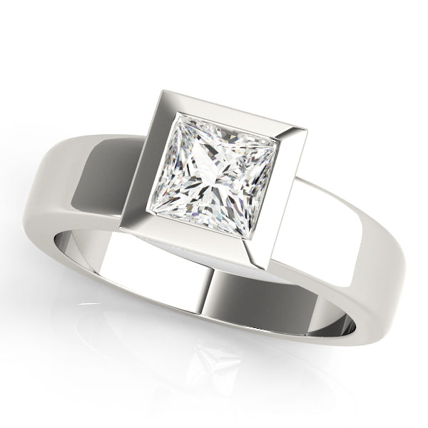 Modern Princess Cut Lab-Grown Diamond D-VVS Solitaire Bezel Set Engagement Ring