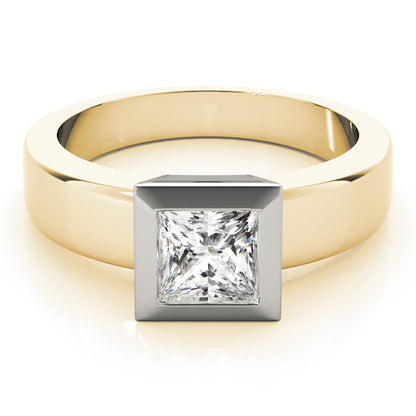 Modern Princess Cut Lab-Grown Diamond D-VVS Solitaire Bezel Set Engagement Ring