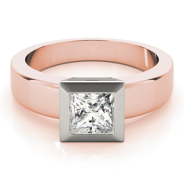 Modern Princess Cut Lab-Grown Diamond D-VVS Solitaire Bezel Set Engagement Ring