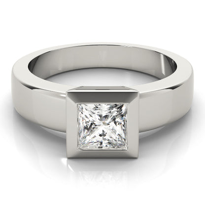 Modern Princess Cut Lab-Grown Diamond D-VVS Solitaire Bezel Set Engagement Ring