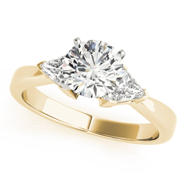 Opulent Three-Stone Trillion Diamond Engagement Ring — 9K/18K Gold & Platinum