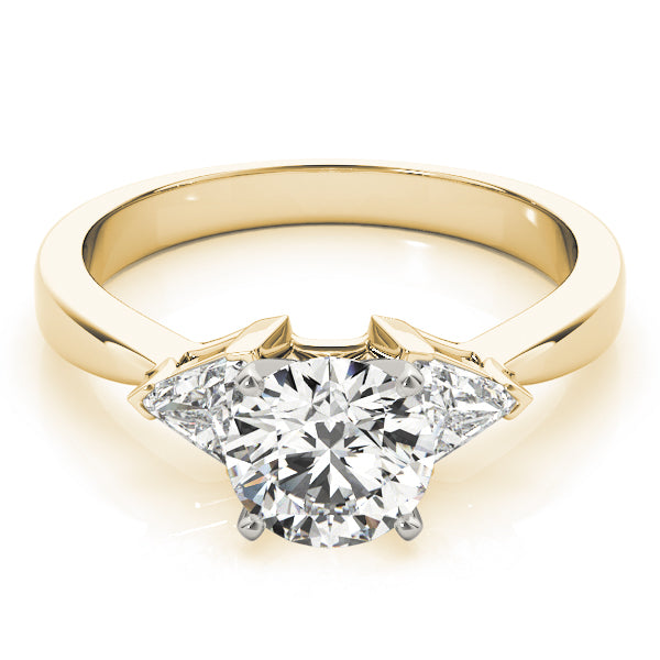 Opulent Three-Stone Trillion Diamond Engagement Ring — 9K/18K Gold & Platinum
