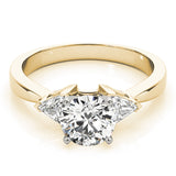 Opulent Three-Stone Trillion Diamond Engagement Ring — 9K/18K Gold & Platinum