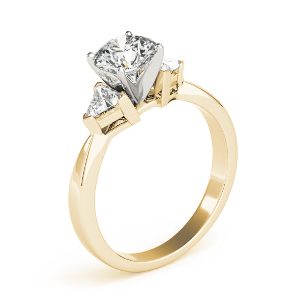 Opulent Three-Stone Trillion Diamond Engagement Ring — 9K/18K Gold & Platinum