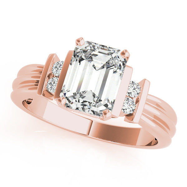 Crowned Color Rings Emerald Diamond Engagement Ring — 9K/18K Gold & Platinum