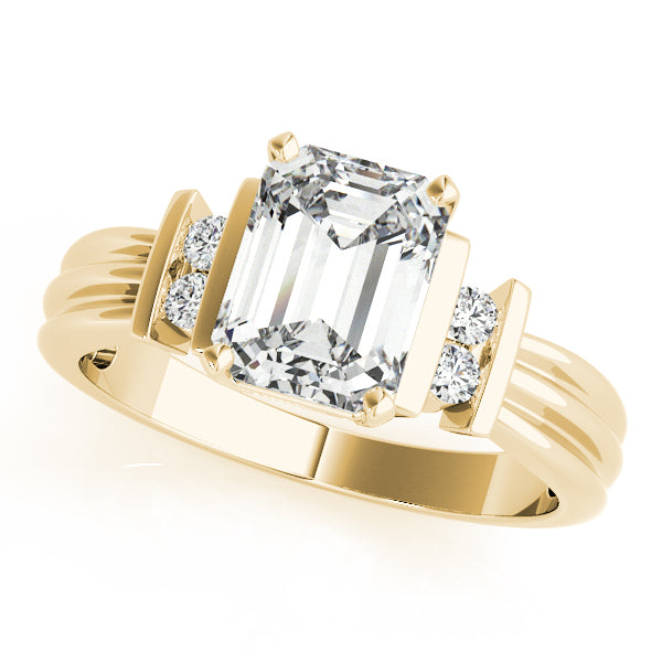 Crowned Color Rings Emerald Diamond Engagement Ring — 9K/18K Gold & Platinum