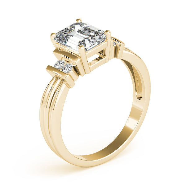 Crowned Color Rings Emerald Diamond Engagement Ring — 9K/18K Gold & Platinum