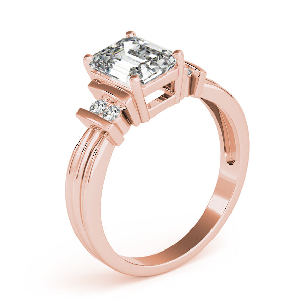 Crowned Color Rings Emerald Diamond Engagement Ring — 9K/18K Gold & Platinum