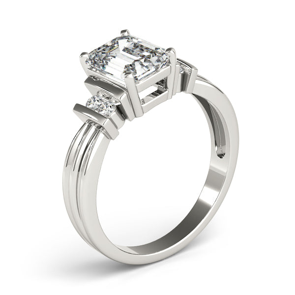 Crowned Color Rings Emerald Diamond Engagement Ring — 9K/18K Gold & Platinum