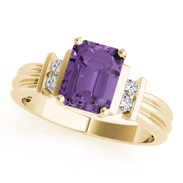 Crowned Color Rings Emerald Diamond Engagement Ring — 9K/18K Gold & Platinum