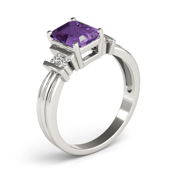 Crowned Color Rings Emerald Diamond Engagement Ring — 9K/18K Gold & Platinum