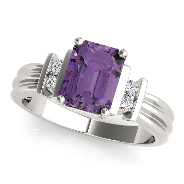Crowned Color Rings Emerald Diamond Engagement Ring — 9K/18K Gold & Platinum