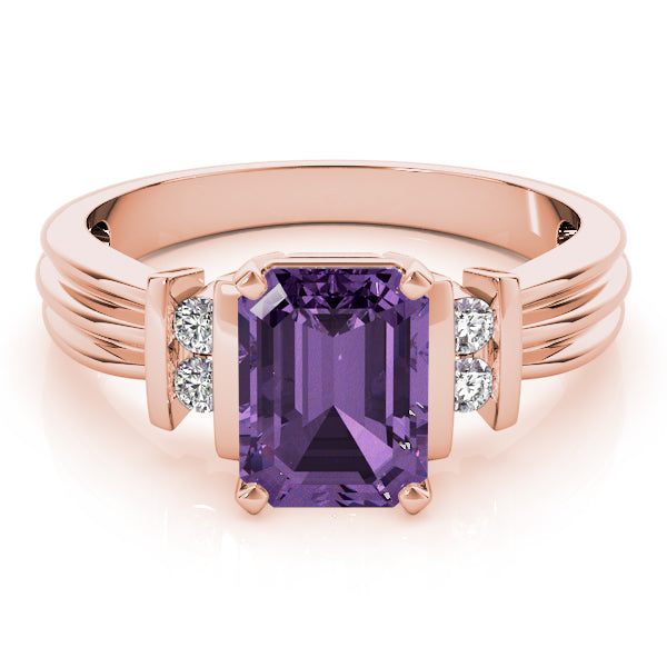 Crowned Color Rings Emerald Diamond Engagement Ring — 9K/18K Gold & Platinum