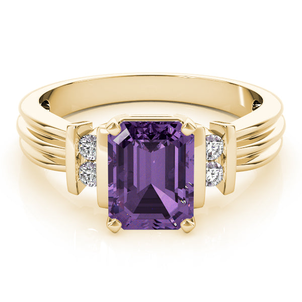 Crowned Color Rings Emerald Diamond Engagement Ring — 9K/18K Gold & Platinum