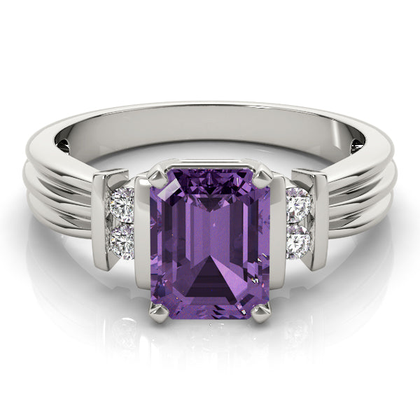 Crowned Color Rings Emerald Diamond Engagement Ring — 9K/18K Gold & Platinum