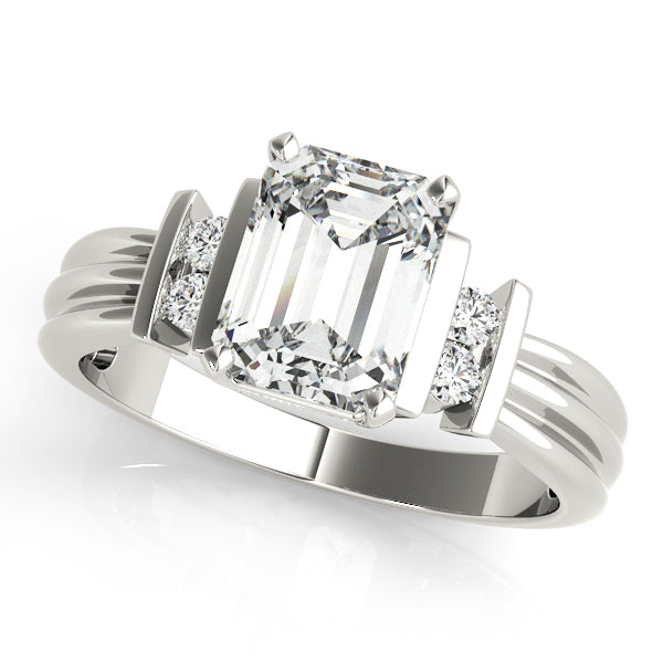 Crowned Color Rings Emerald Diamond Engagement Ring — 9K/18K Gold & Platinum