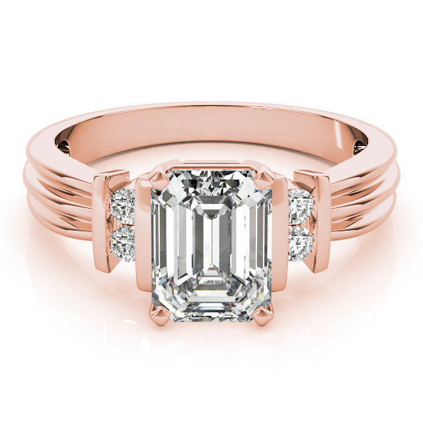 Crowned Color Rings Emerald Diamond Engagement Ring — 9K/18K Gold & Platinum