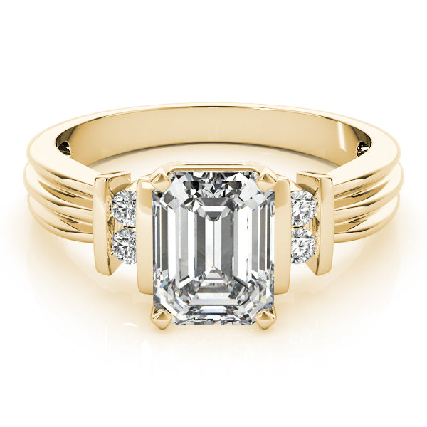 Crowned Color Rings Emerald Diamond Engagement Ring — 9K/18K Gold & Platinum