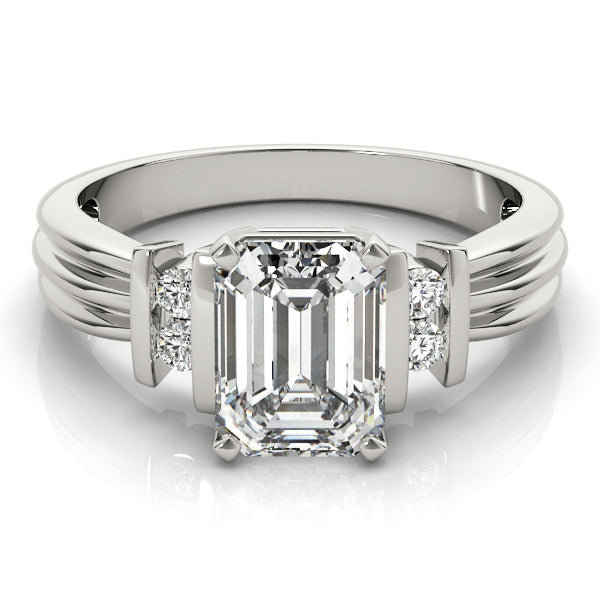 Crowned Color Rings Emerald Diamond Engagement Ring — 9K/18K Gold & Platinum