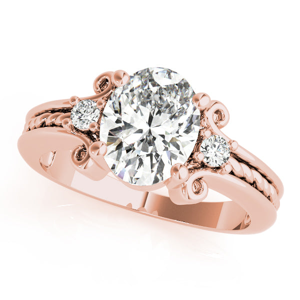 Graceful Color Rings Oval Diamond Engagement Ring — 9K/18K Gold & Platinum