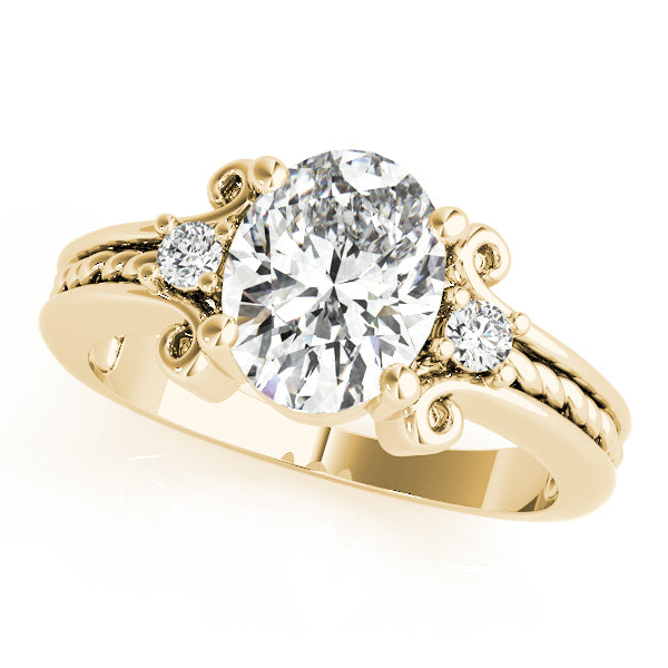 Graceful Color Rings Oval Diamond Engagement Ring — 9K/18K Gold & Platinum
