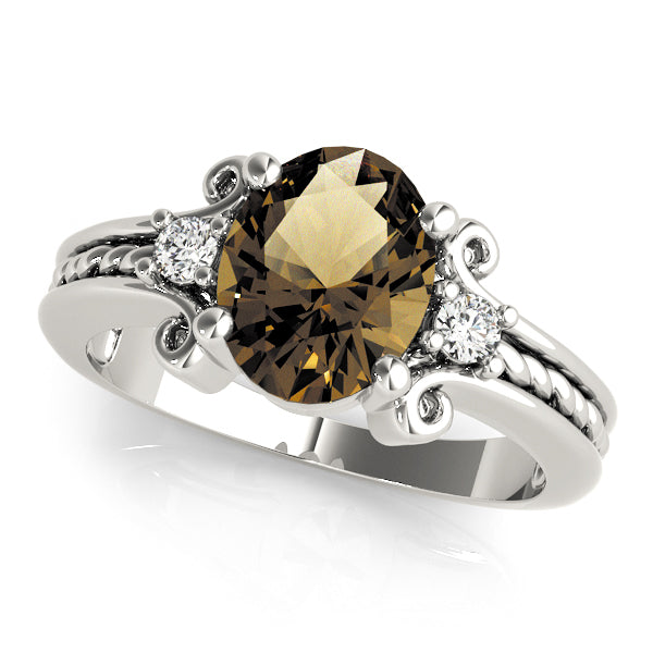 Graceful Color Rings Oval Diamond Engagement Ring — 9K/18K Gold & Platinum