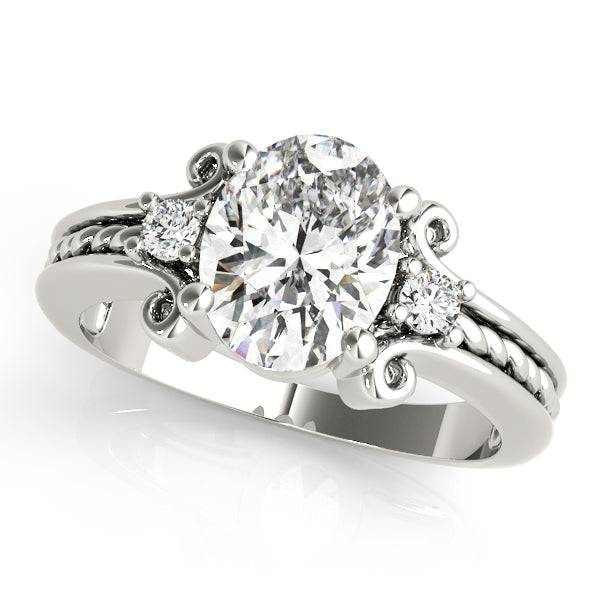 Graceful Color Rings Oval Diamond Engagement Ring — 9K/18K Gold & Platinum