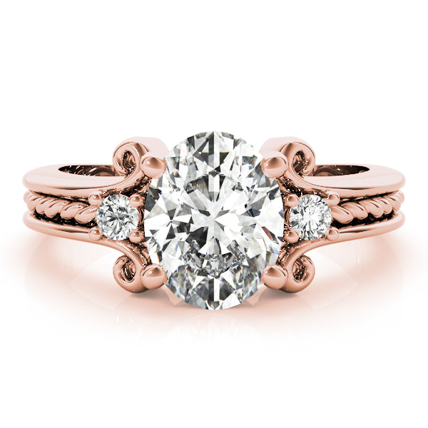 Graceful Color Rings Oval Diamond Engagement Ring — 9K/18K Gold & Platinum