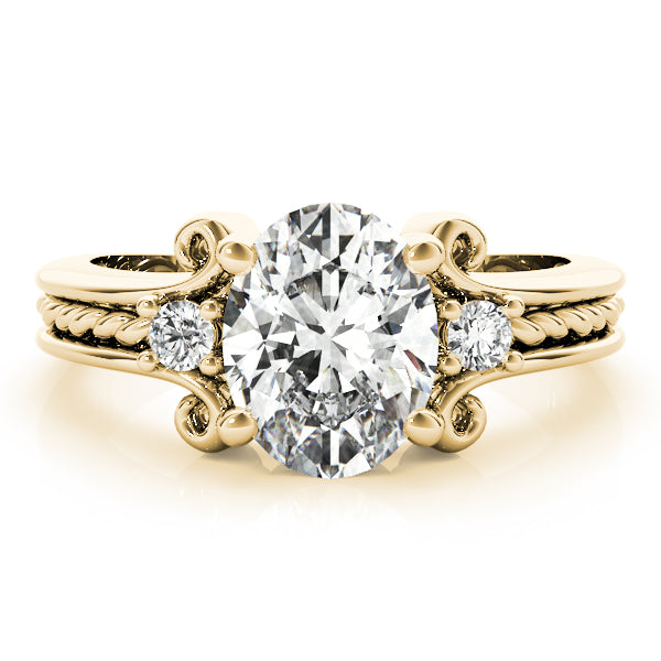 Graceful Color Rings Oval Diamond Engagement Ring — 9K/18K Gold & Platinum