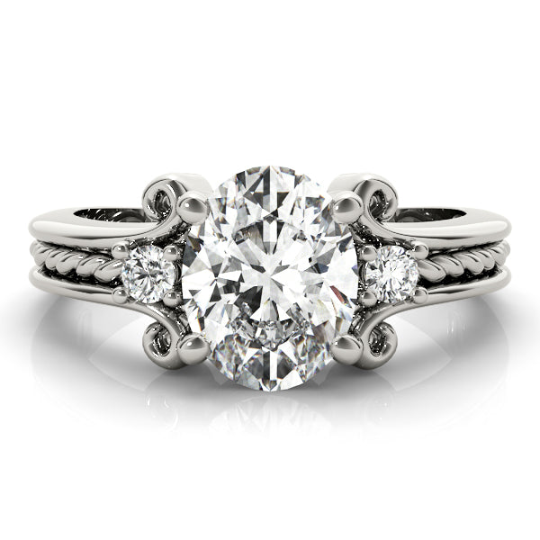 Graceful Color Rings Oval Diamond Engagement Ring — 9K/18K Gold & Platinum