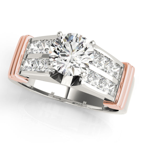 Regal Sidestone Princess Diamond Engagement Ring — 9K/18K Gold & Platinum