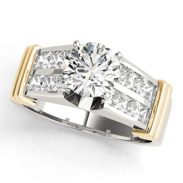 Regal Sidestone Princess Diamond Engagement Ring — 9K/18K Gold & Platinum