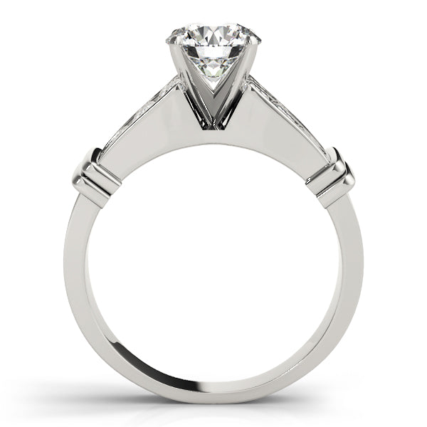 Regal Sidestone Princess Diamond Engagement Ring — 9K/18K Gold & Platinum