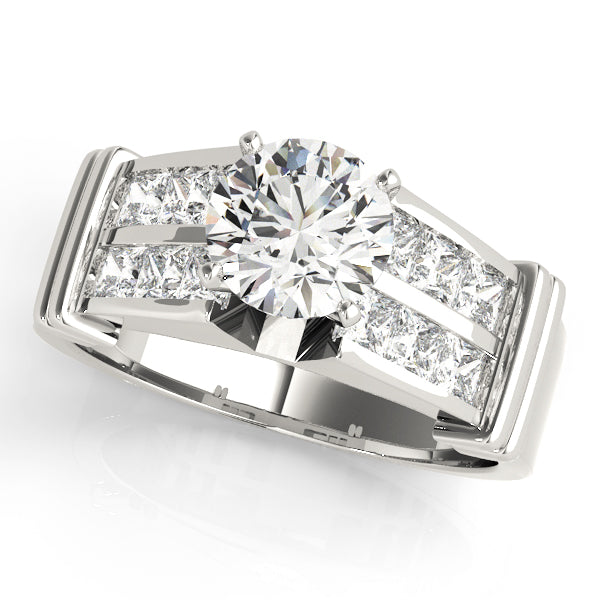 Regal Sidestone Princess Diamond Engagement Ring — 9K/18K Gold & Platinum