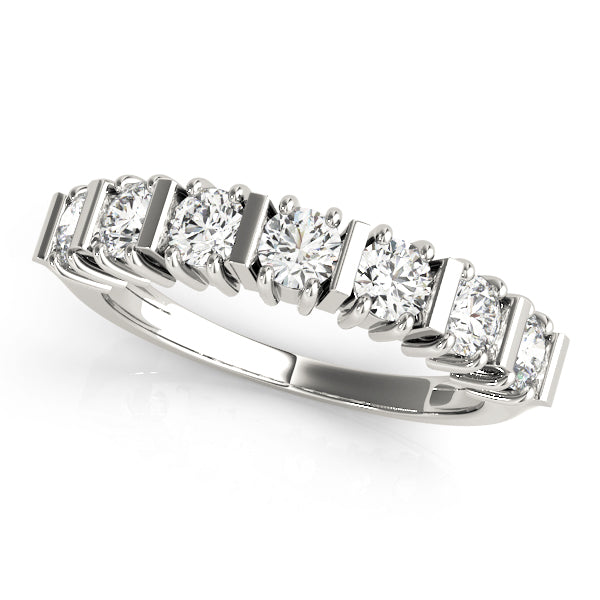 Bar Set Half Eternity Ring in Gold & Platinum