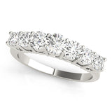 7 Stone Round Cut Lab Grown Diamond Wedding Band Set for Bride, D Color VVS Clarity