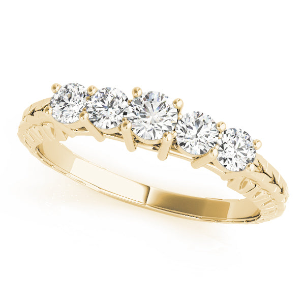 Prong Set Filigree Half Eternity Ring in Gold & Platinum