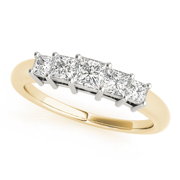 Fancy Princess Half Eternity Ring in Gold & Platinum