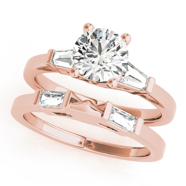 Heirloom Fancy Shape Baguette Remounts Round Diamond Engagement Ring — 9K/18K Gold & Platinum
