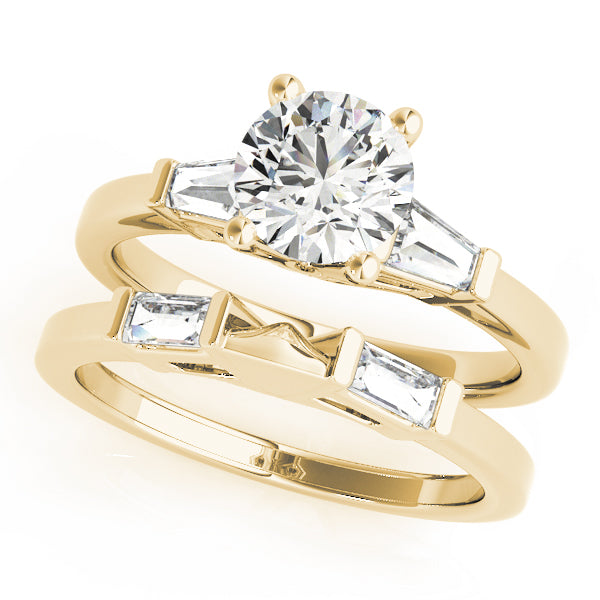 Heirloom Fancy Shape Baguette Remounts Round Diamond Engagement Ring — 9K/18K Gold & Platinum