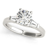 Heirloom Fancy Shape Baguette Remounts Round Diamond Engagement Ring — 9K/18K Gold & Platinum