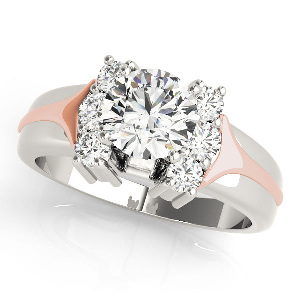 Luxe Cluster Sides Round Diamond Engagement Ring — 9K/18K Gold & Platinum