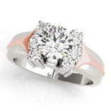 Luxe Cluster Sides Round Diamond Engagement Ring — 9K/18K Gold & Platinum