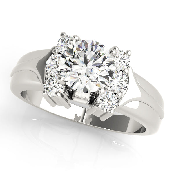 Luxe Cluster Sides Round Diamond Engagement Ring — 9K/18K Gold & Platinum
