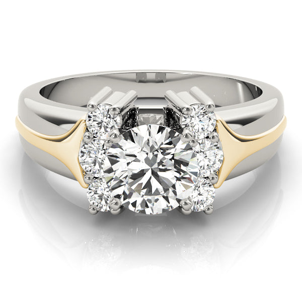 Luxe Cluster Sides Round Diamond Engagement Ring — 9K/18K Gold & Platinum
