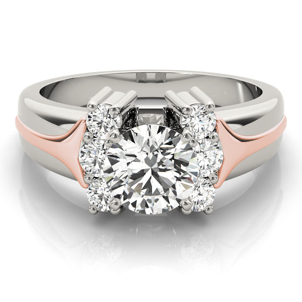 Luxe Cluster Sides Round Diamond Engagement Ring — 9K/18K Gold & Platinum