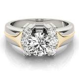 Luxe Cluster Sides Round Diamond Engagement Ring — 9K/18K Gold & Platinum
