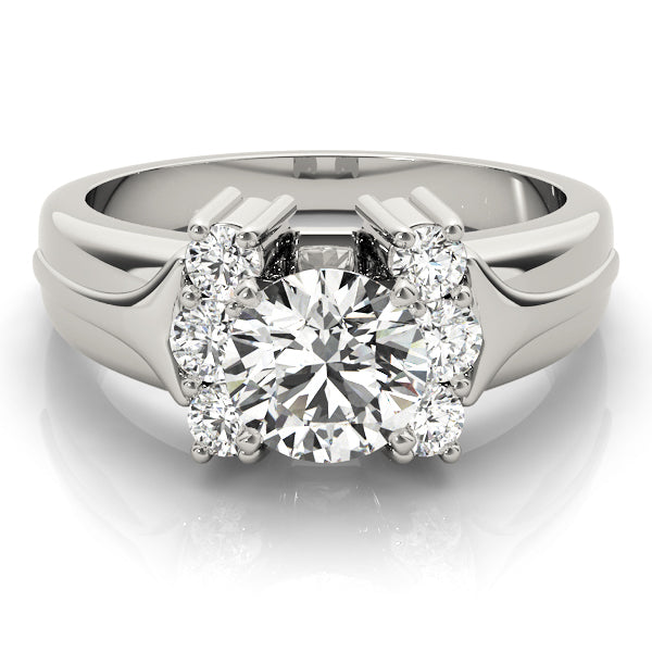 Luxe Cluster Sides Round Diamond Engagement Ring — 9K/18K Gold & Platinum
